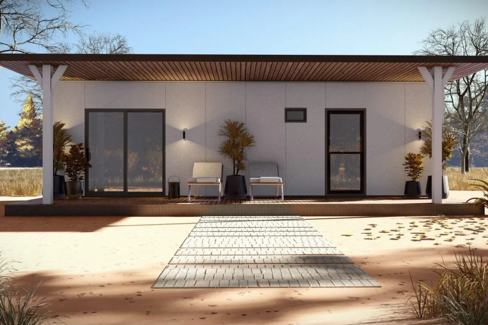 With landscaping 